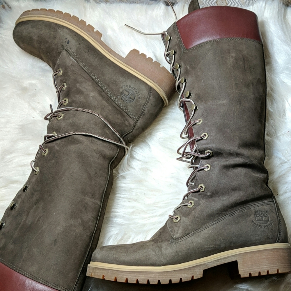 Women's Knee high brown suede Timberlands